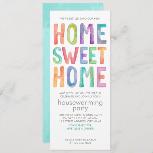ホームスイートホーム |引っ越し祝いパーティーパーティの招待状 招待状 (正面/裏面)