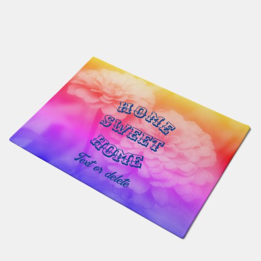 ホームスイートホーム《植物》百日草フラワーパーソナライズされた ドアマット (アングル)