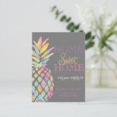 ホームスイートホーム、水彩パイナップル新しいアドレス 案内ポストカード (スタンド正面)