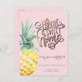 ホームスイートホーム、水彩パイナップル新しいアドレス 案内ポストカード (正面/裏面)