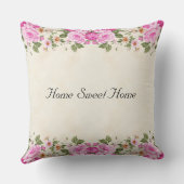 ホームスイートホーム&美しいピンクの花 クッション (裏面)