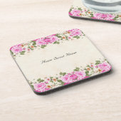 ホームスイートホーム&美しいピンクの花 コースター (左側)