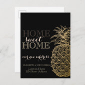 ホームスイートホーム,金ゴールドパイナップル,黒の新しいアドレス 案内ポストカード (正面/裏面)