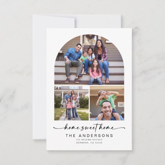 ホームスイートホーム | 3枚の写真のアーチ移動 案内状 (正面)