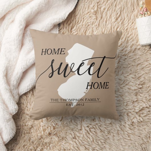 ホームスイートホームNJ州ファミリーネーム装飾用クッション クッション (ブランケット)