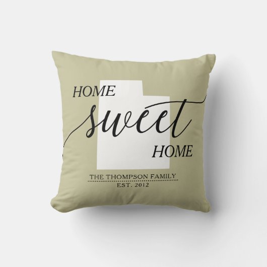 ホームスイートホームUT州ファミリーネーム装飾用クッション クッション (正面)