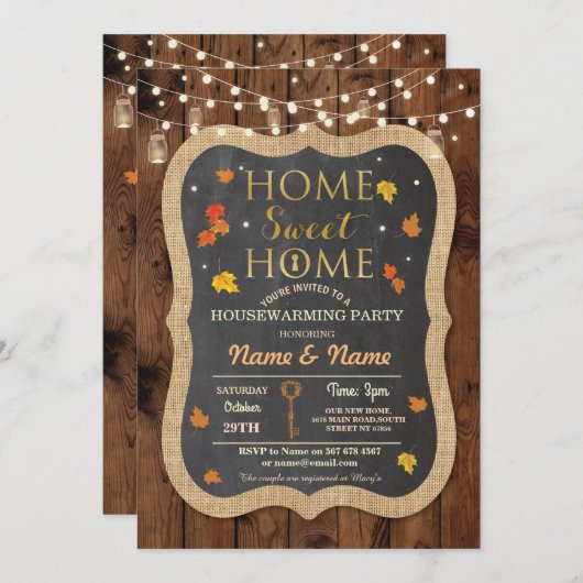 ホームスイート引っ越し祝いパーティー秋ジャー葉ズ招待状 招待状 (正面/裏面)