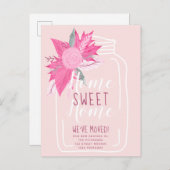 ホームスイート·ピンク·フローラ·メイズン·ジャー移動 案内ポストカード (正面/裏面)