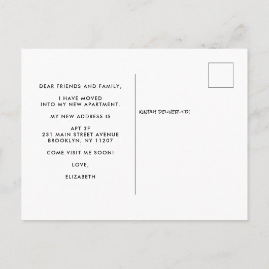 ホームスウィートニューアパートメントモーティングザシティムービング 案内ポストカード (裏面)