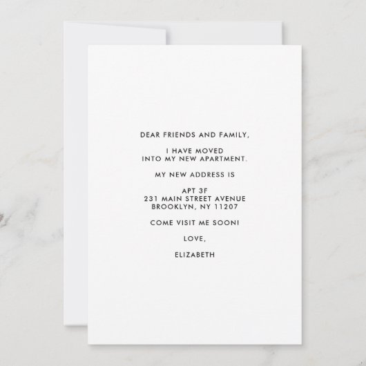 ホームスウィートニューアパートメントモーティングザシティムービング 案内状 (裏面)