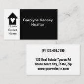 ホームスウィートハート不動産仲介業者シンプル白黒 名刺 (正面/裏面)