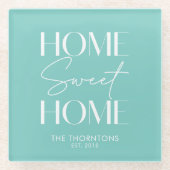 ホームスウィートホームアクアグリーン ガラスコースター (正面)