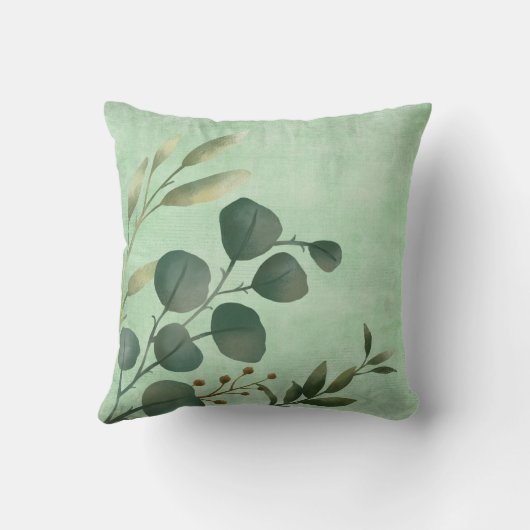 ホームスウィートホームエレガントウォーターカラーグリーナリー クッション (裏面)