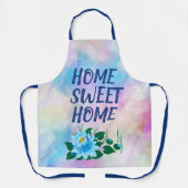 ホームスウィートホームカラフルウォーターカラーフローラ文字 エプロン (正面)