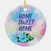 ホームスウィートホームカラフルウォーターカラーフローラ文字 セラミックオーナメント (裏面)