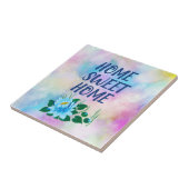 ホームスウィートホームカラフルウォーターカラーフローラ文字 タイル (側面)