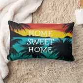 ホームスウィートホームカリブのビーチサンセット ランバークッション (ブランケット)