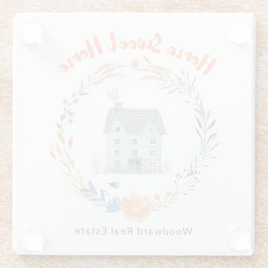 ホームスウィートホームサンキューニューホームオーナーバイヤーシック ガラスコースター (裏面)