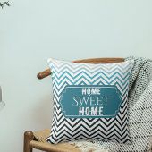 ホームスウィートホームシーグリーンとブラックシェブロン枕 クッション