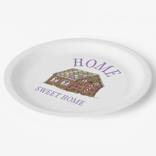 ホームスウィートホームジンガーブレッドハウスホリデー ペーパープレート (アングル)