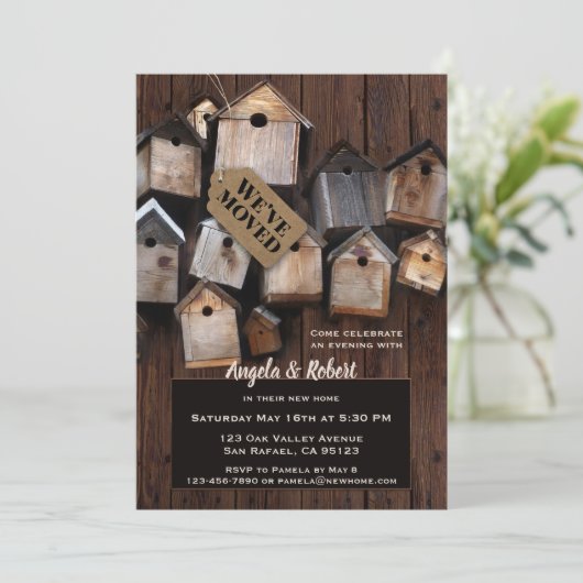 ホームスウィートホームバードハウス引っ越し祝いパーティーパーティー 招待状 (スタンド正面)