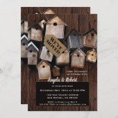 ホームスウィートホームバードハウス引っ越し祝いパーティーパーティー 招待状 (正面/裏面)