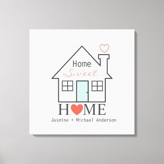 ホームスウィートホームパーソナライズされた キャンバスプリント (正面)
