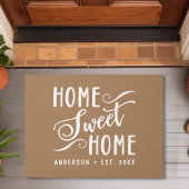 ホームスウィートホームブラウンモダンファ素朴ミリ ドアマット