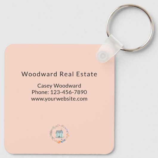 ホームスウィートホーム実在エステートニューホームピンクかわいらしク キーホルダー (裏面)