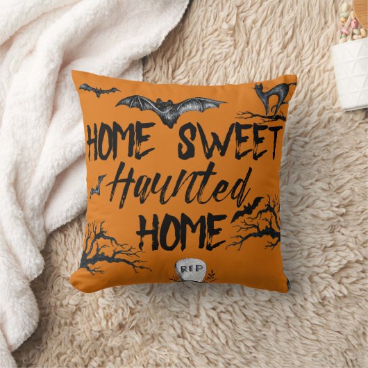 ホームスウィートホーム幽霊のよく出るハロウィーン クッション (ブランケット)
