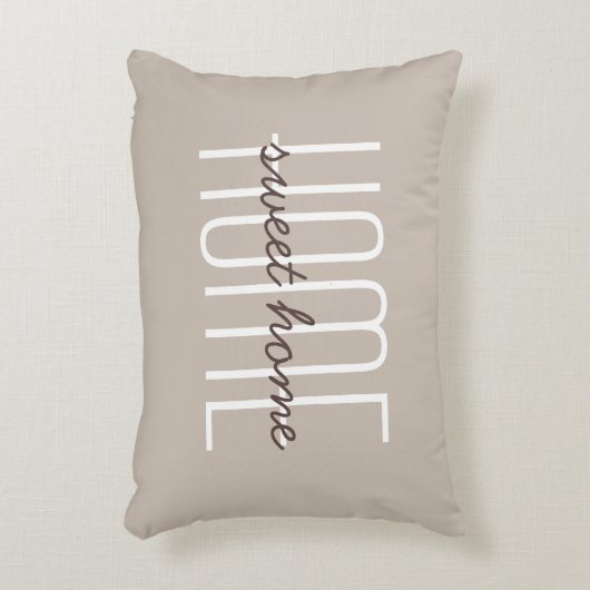 ホームスウィートホーム引用文キュートタイポグラフィタンベージュ アクセントクッション (正面(垂直))
