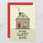 ホームスウィートホーム引用文キュートハウスタイポグラフィ サンキューカード (正面/裏面)