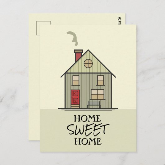 ホームスウィートホーム引用文タイポグラフィキュートハウス ポストカード (正面/裏面)