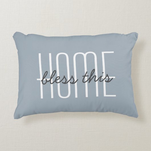 ホームスウィートホーム引用文ブルーカスタマイズパニカル アクセントクッション (正面)