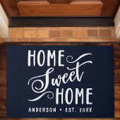 ホームスウィートホーム素朴ネイビモダンーファミリー ドアマット