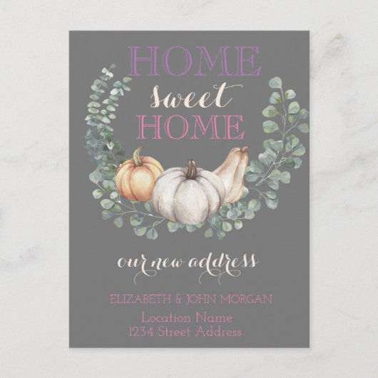 ホームスウィートホーム，カボチャ新しいアドレス 案内ポストカード (正面)