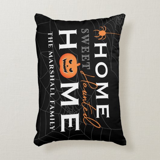 ホームスウィート幽霊のよく出るホームハパーソナライズされたロウィン アクセントクッション (正面(垂直))