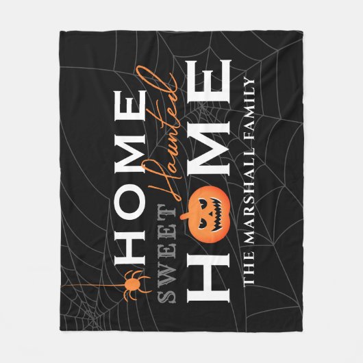 ホームスウィート幽霊のよく出るホームハパーソナライズされたロウィン フリースブランケット (正面)