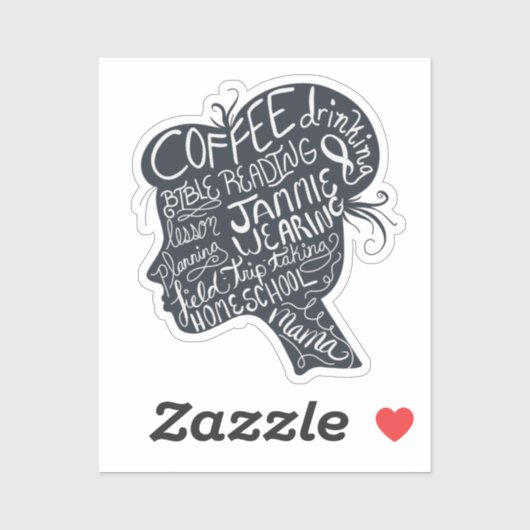 ホームスクオールママ引用文シルエット シール (シート)