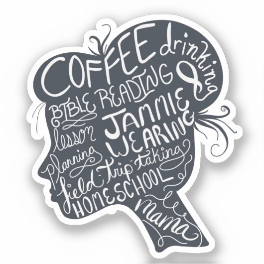 ホームスクオールママ引用文シルエット シール (正面)