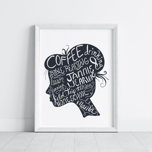 ホームスクオールママ引用文ポートレートアート ポスター