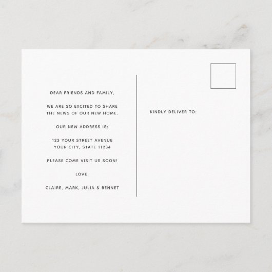 ホームスクリプトを呼び出すモダン場シンプル所の移動 案内ポストカード (裏面)