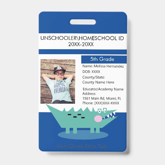 ホームスクーモダンリング・アンスクール生徒ワニ バッジ (正面)