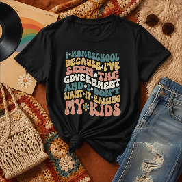 ホームスクーリングの名言 レトロなカスタムテキストの色 Tシャツ