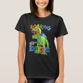ホームスクーリングの恐竜Tレックスの吼え声で学校へ戻ろうB Tシャツ