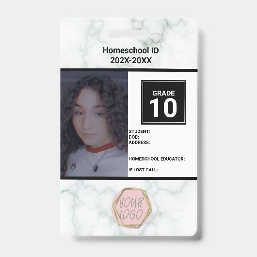 ホームスクーリング非スクールプライベート大理石IDバッジ バッジ (表面)