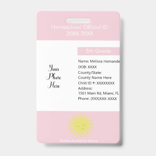 ホームスクーリング・アンスクール・プライベート・スチューデント・サン バッジ (Front)