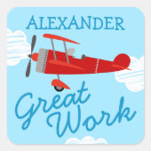 ホームスクールが子どもの名前を褒める スクエアシール (正面)