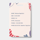 ホームスクールの学生IDバッジ |赤と青オーガニック バッジ (裏面)