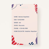 ホームスクールの学生IDバッジ |赤と青オーガニック バッジ (裏面)